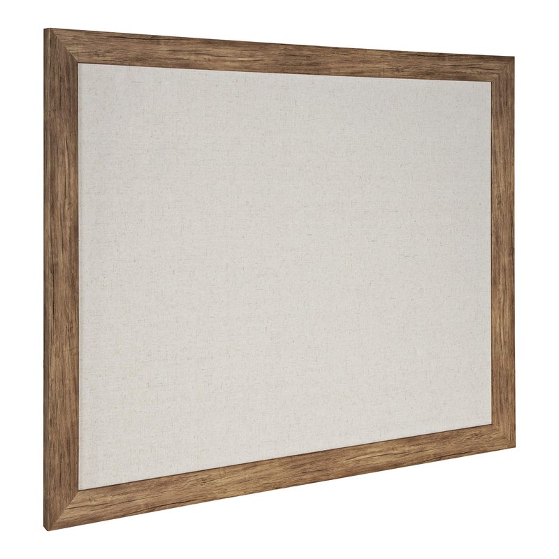 DesignOvation Beatrice Framed Linen Fabric Pinboard, 27x33, Rustic Brown, Decorative Farmhouse Wall Organizer - Image 1